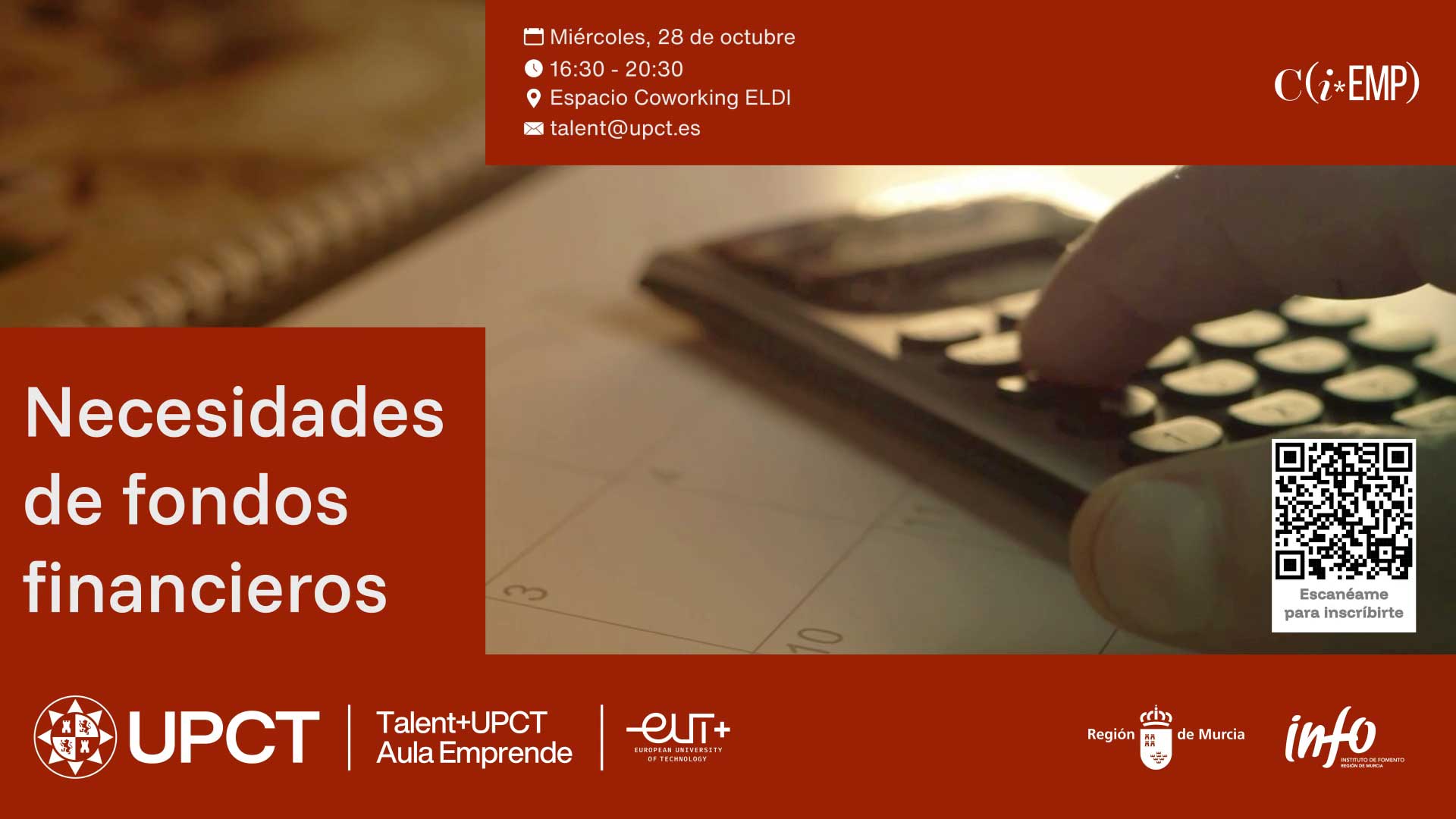Imagen Aula Emprende UPCT | | Necesidades de fondos financieros